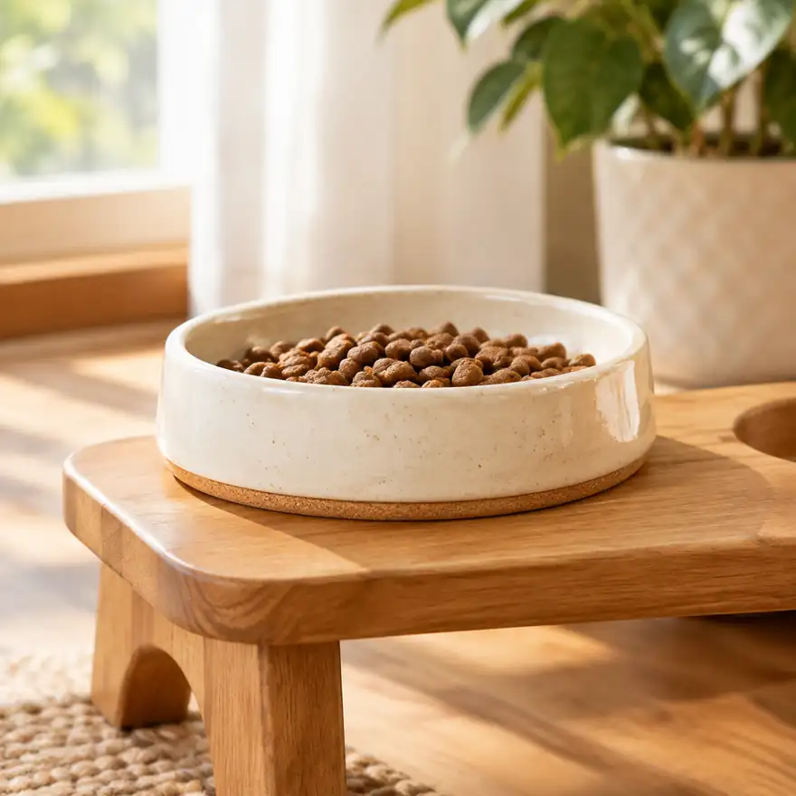 Ceramic Cat Bowl (Whisker-Friendly) - in a real home