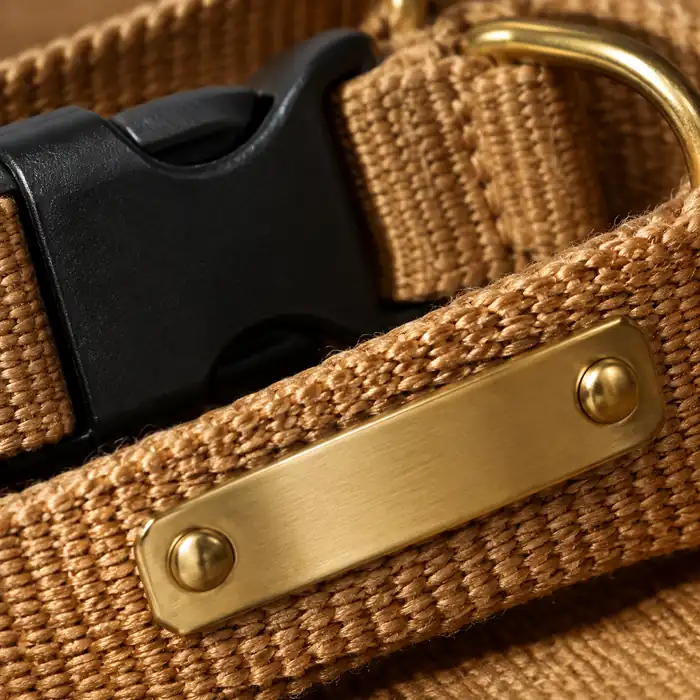 Dog Collar with Engravable Plate - material detail