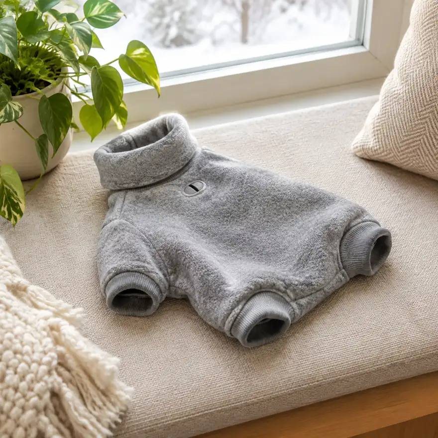 Dog Fleece Sweater - in a real home