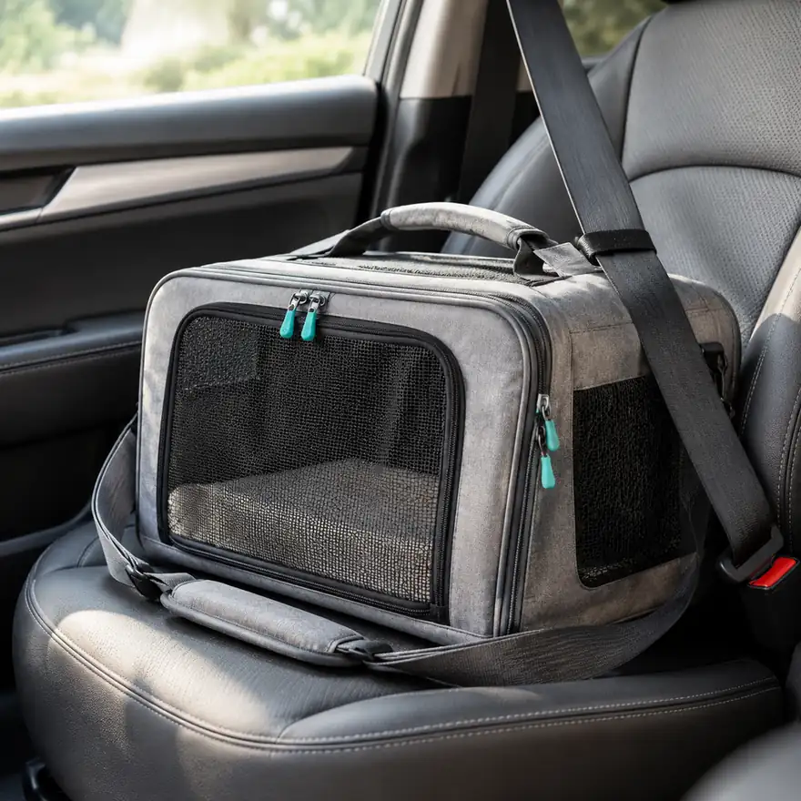 Pet Travel Carrier Bag - in a real home