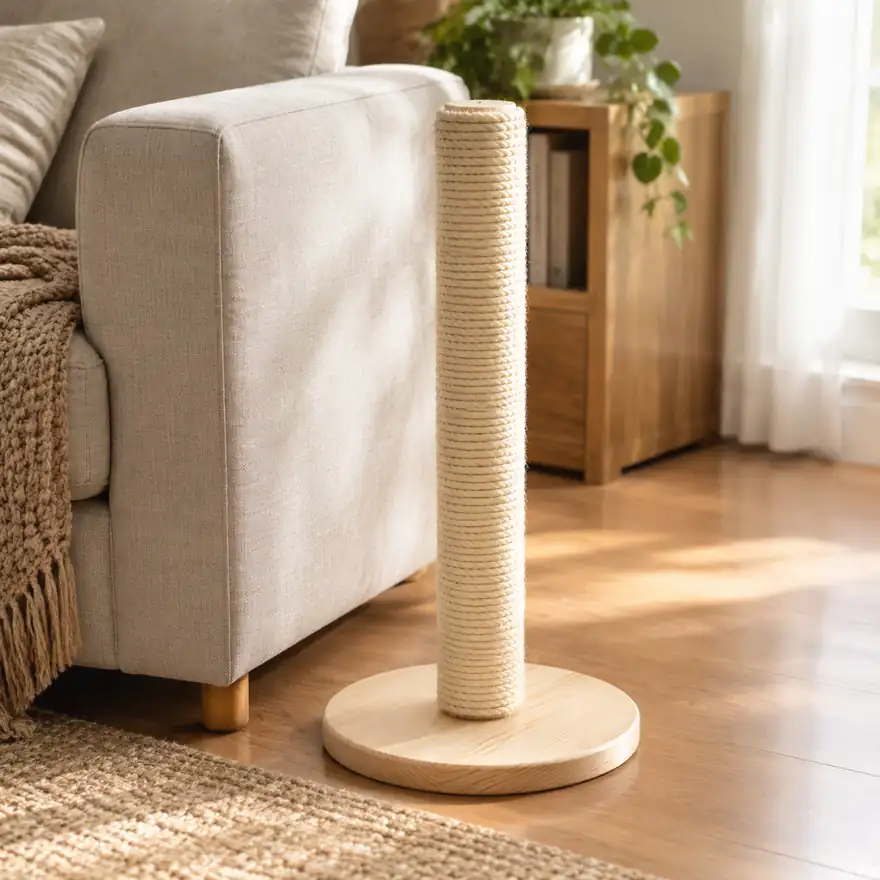 Sisal Cat Scratching Post (16 in) - in a real home